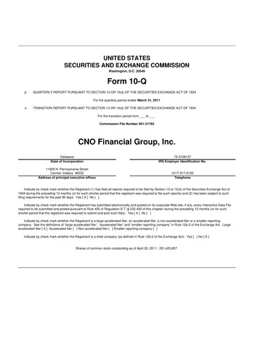 Thumbnail CNO Financial Group
 10-Q Quarterly Report FY2011 
