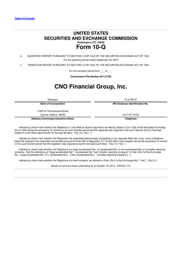 Thumbnail CNO Financial Group
 10-Q Quarterly Report FY2013 