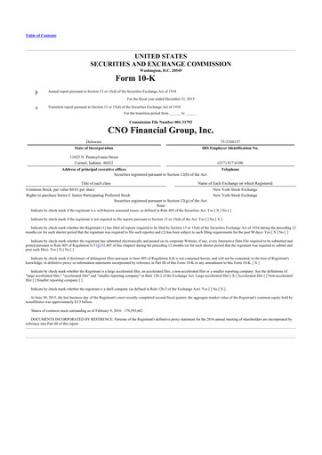 Thumbnail CNO Financial Group
 10-K Annual Report 2015