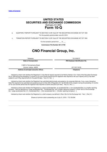 Thumbnail CNO Financial Group
 10-Q Quarterly Report FY2016 