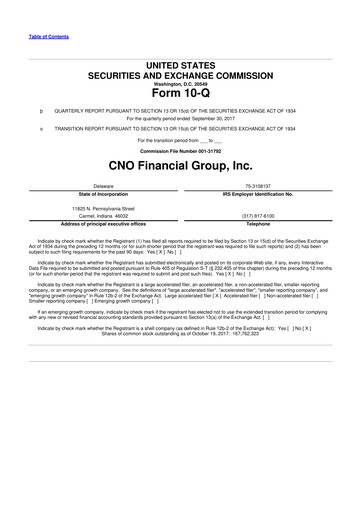 Thumbnail CNO Financial Group
 10-Q Quarterly Report FY2017 