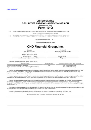Thumbnail CNO Financial Group
 10-Q Quarterly Report FY2020 