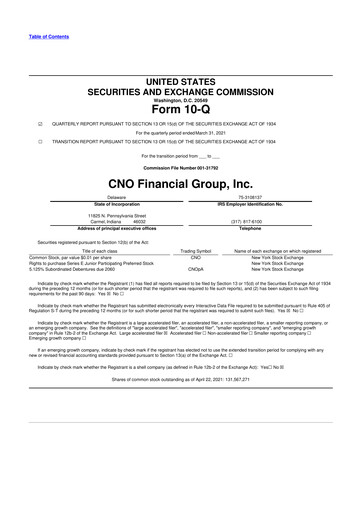 Thumbnail CNO Financial Group
 10-Q Quarterly Report FY2021 