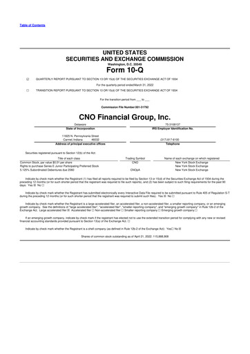 Thumbnail CNO Financial Group
 10-Q Quarterly Report FY2022 