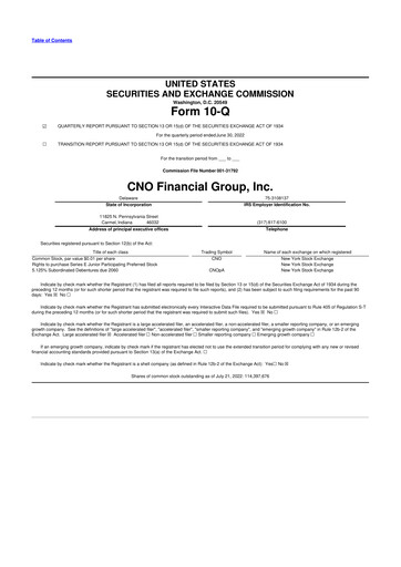 Thumbnail CNO Financial Group
 10-Q Quarterly Report FY2022 