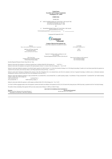 Thumbnail Compass Minerals 10-K Annual Report 