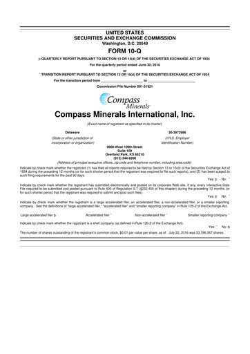 Thumbnail Compass Minerals 10-Q Quarterly Report FY2016 