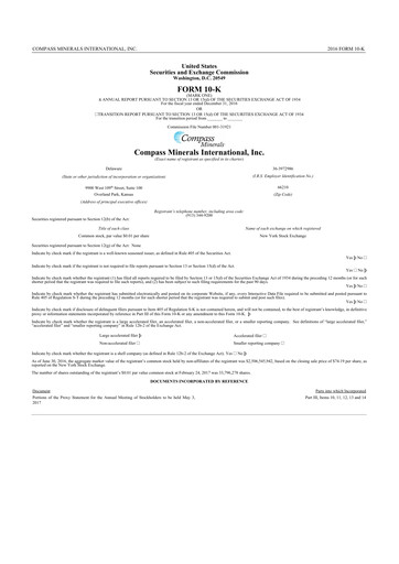Thumbnail Compass Minerals 10-K Annual Report 2016