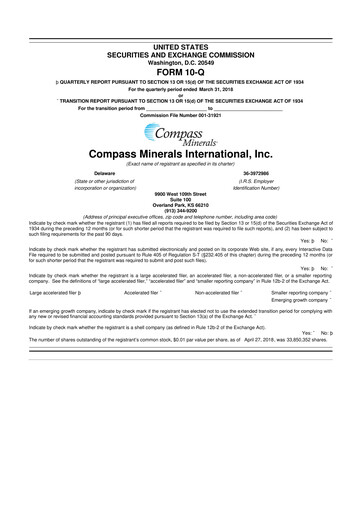 Thumbnail Compass Minerals 10-Q Quarterly Report FY2018 