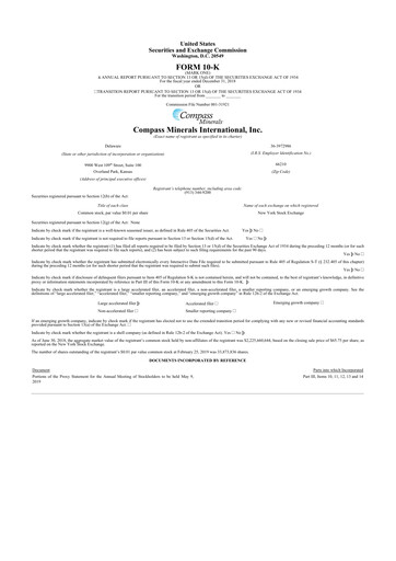 Thumbnail Compass Minerals 10-K Annual Report 2018