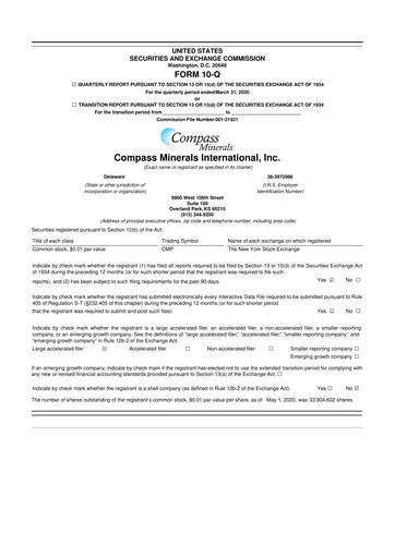 Thumbnail Compass Minerals 10-Q Quarterly Report FY2020 