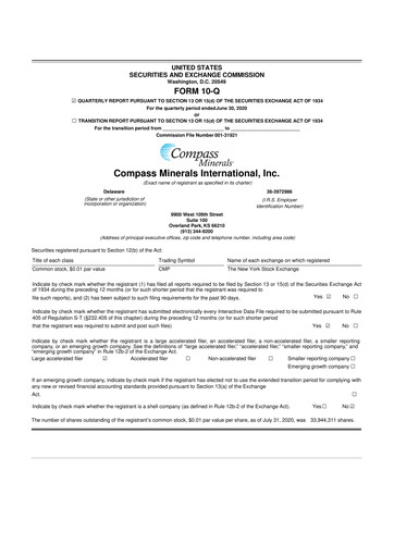 Thumbnail Compass Minerals 10-Q Quarterly Report FY2020 