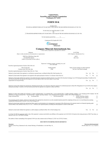 Thumbnail Compass Minerals 10-K Annual Report 2020