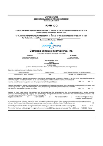 Thumbnail Compass Minerals 10-Q Quarterly Report FY2025 