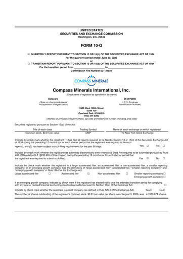 Thumbnail Compass Minerals 10-Q Quarterly Report FY2026 