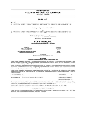 Thumbnail BCB Bancorp 10-Q Quarterly Report FY2017 