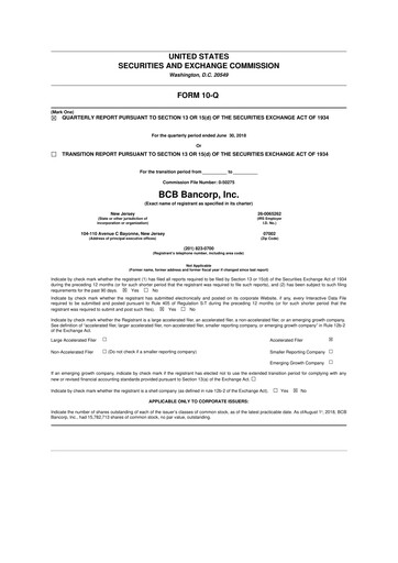 Thumbnail BCB Bancorp 10-Q Quarterly Report FY2018 