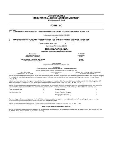 Thumbnail BCB Bancorp 10-Q Quarterly Report FY2020 