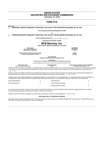 Thumbnail BCB Bancorp 10-Q Quarterly Report FY2020 