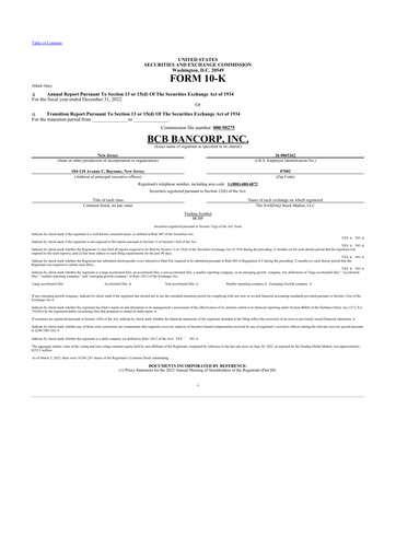 Thumbnail BCB Bancorp 10-K Annual Report 2022