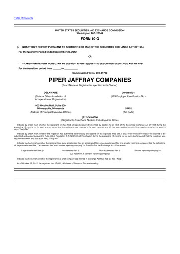 Thumbnail Piper Sandler
 10-Q Quarterly Report FY2012 