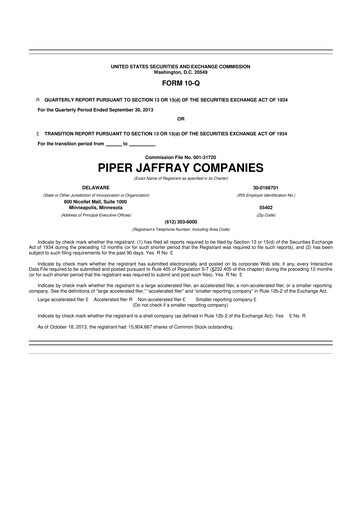 Thumbnail Piper Sandler
 10-Q Quarterly Report FY2013 