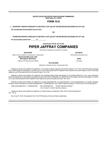 Thumbnail Piper Sandler
 10-Q Quarterly Report FY2016 