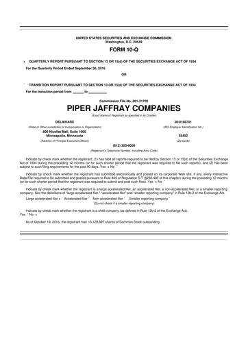 Thumbnail Piper Sandler
 10-Q Quarterly Report FY2016 