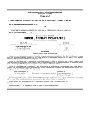 Thumbnail Piper Sandler
 10-Q Quarterly Report FY2017 