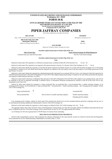 Miniature Piper Sandler
 10-K Rapport annuel 2017