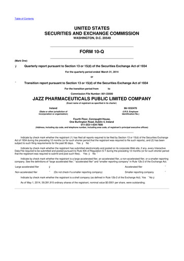 Vorschaubild Jazz Pharmaceuticals 10-Q Quartalsbericht 2014 