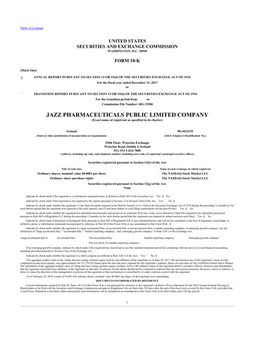Thumbnail Jazz Pharmaceuticals 10-K Annual Report 2017