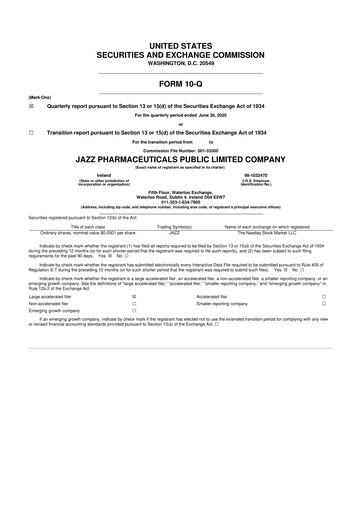Vorschaubild Jazz Pharmaceuticals 10-Q Quartalsbericht 2025 