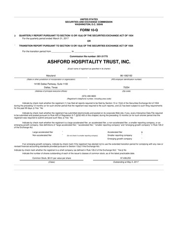Thumbnail Ashford Hospitality Trust 10-Q Quarterly Report FY2017 