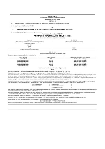Thumbnail Ashford Hospitality Trust 10-K Annual Report 2021