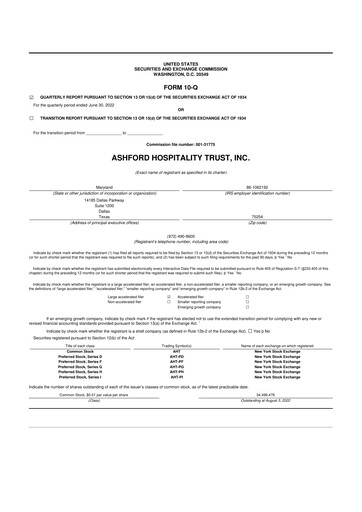 Thumbnail Ashford Hospitality Trust 10-Q Quarterly Report FY2022 