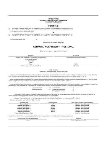 Vorschaubild Ashford Hospitality Trust 10-Q Quartalsbericht 2026 