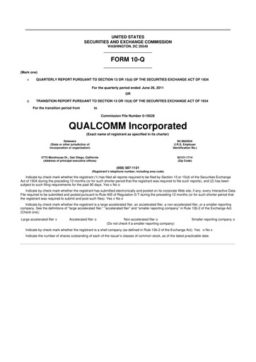 Thumbnail QUALCOMM 10-Q Quarterly Report FY2011 