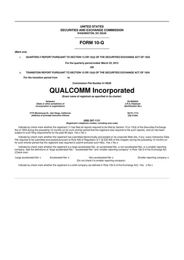 Thumbnail QUALCOMM 10-Q Quarterly Report FY2012 