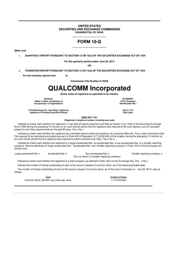 Thumbnail QUALCOMM 10-Q Quarterly Report FY2013 