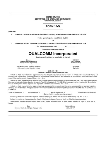 Thumbnail QUALCOMM 10-Q Quarterly Report FY2015 