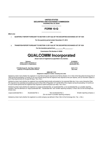 Thumbnail QUALCOMM 10-Q Quarterly Report FY2016 