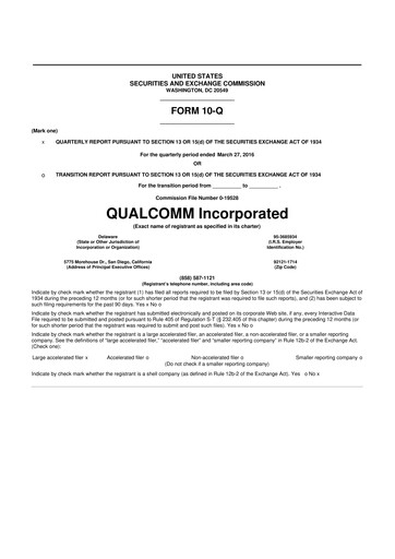 Thumbnail QUALCOMM 10-Q Quarterly Report FY2016 