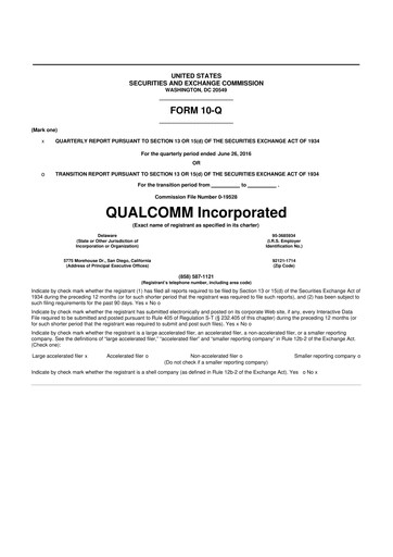 Thumbnail QUALCOMM 10-Q Quarterly Report FY2016 