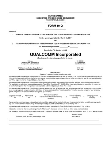 Thumbnail QUALCOMM 10-Q Quarterly Report FY2017 