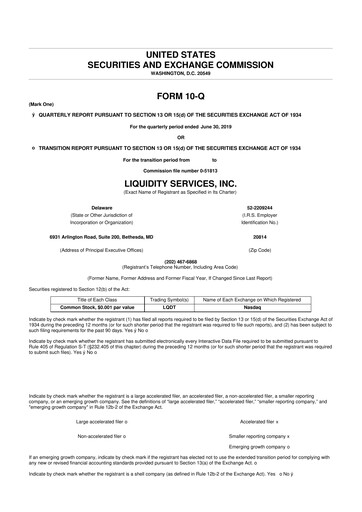 Thumbnail Liquidity Services
 10-Q Quarterly Report FY2019 