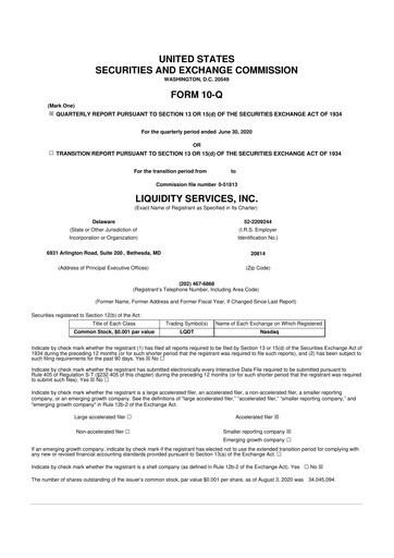 Thumbnail Liquidity Services
 10-Q Quarterly Report FY2020 
