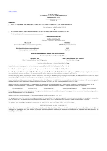 Thumbnail Globus Medical 10-K Annual Report 2018