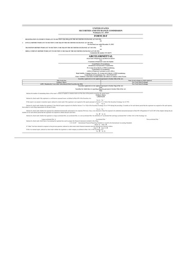 Thumbnail ArcelorMittal 20-F Annual Report 