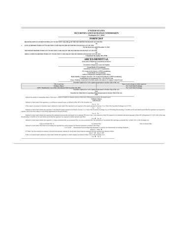 Thumbnail ArcelorMittal 20-F Annual Report 